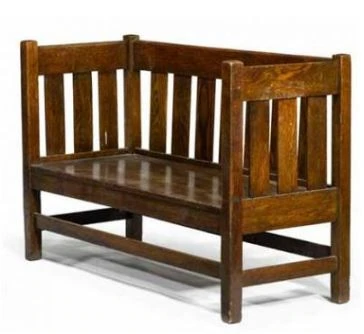 Mission style oak settle early 20th century