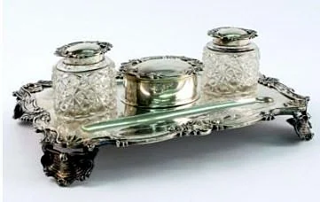 ENGLISH VICTORIAN STERLING SILVER HALLMARKED INKSTAND