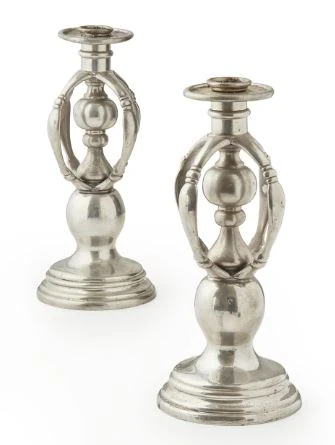 ANTIQUE POLISHED PEWTER CANDLESTICKS